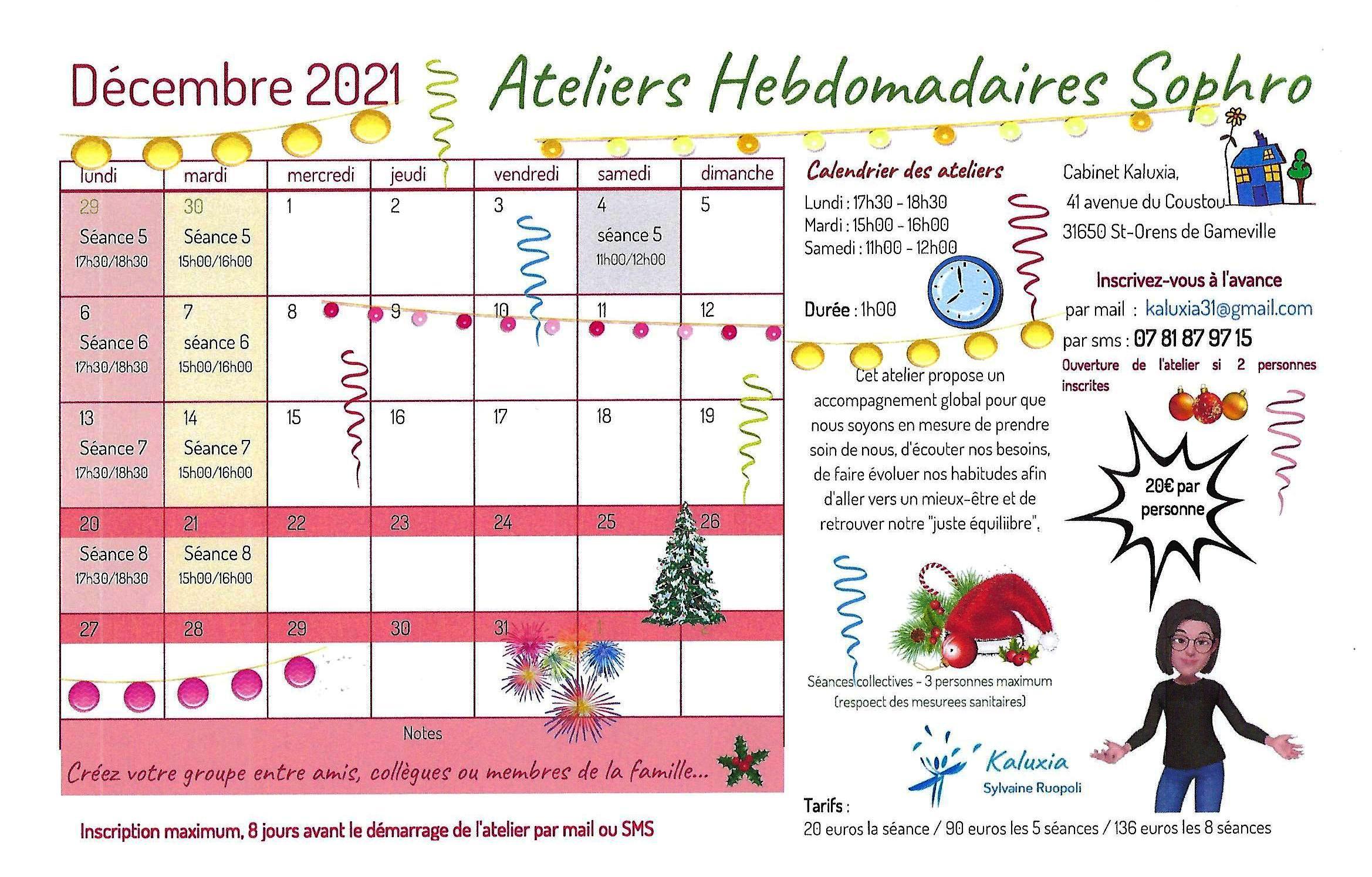 Ateliers hebdomadaires - décembre 2021