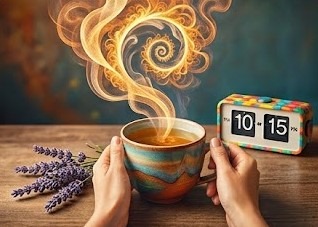 Préparation d'une tisane relaxante à la lavande dans le cadre d'un rituel du soir pour un bon sommeil.
