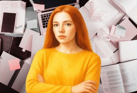 Illustration d’une personne en apparence fonctionnelle, entourée de symboles représentant la fatigue mentale, la douleur physique et les efforts invisibles liés à la douleur chronique.