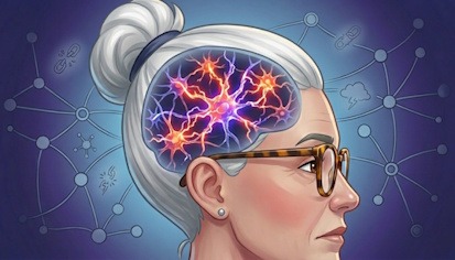 Avatar féminin face à un schéma symbolisant l'hypersensibilité du système nerveux central liée à la fibromyalgie.