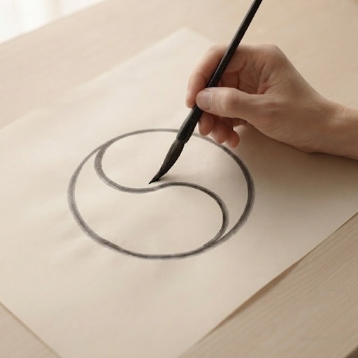 Une illustration détaillée du symbole yin yang représentant l'équilibre des forces opposées et complémentaires dans la philosophie chinoise.